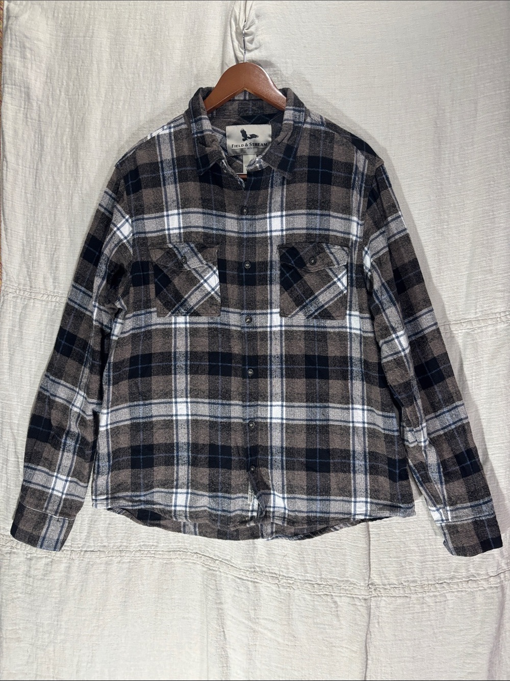 Field & Stream 100% Cotton Plaid Flannel Shirt Mens XL Cabincore Gorpcore